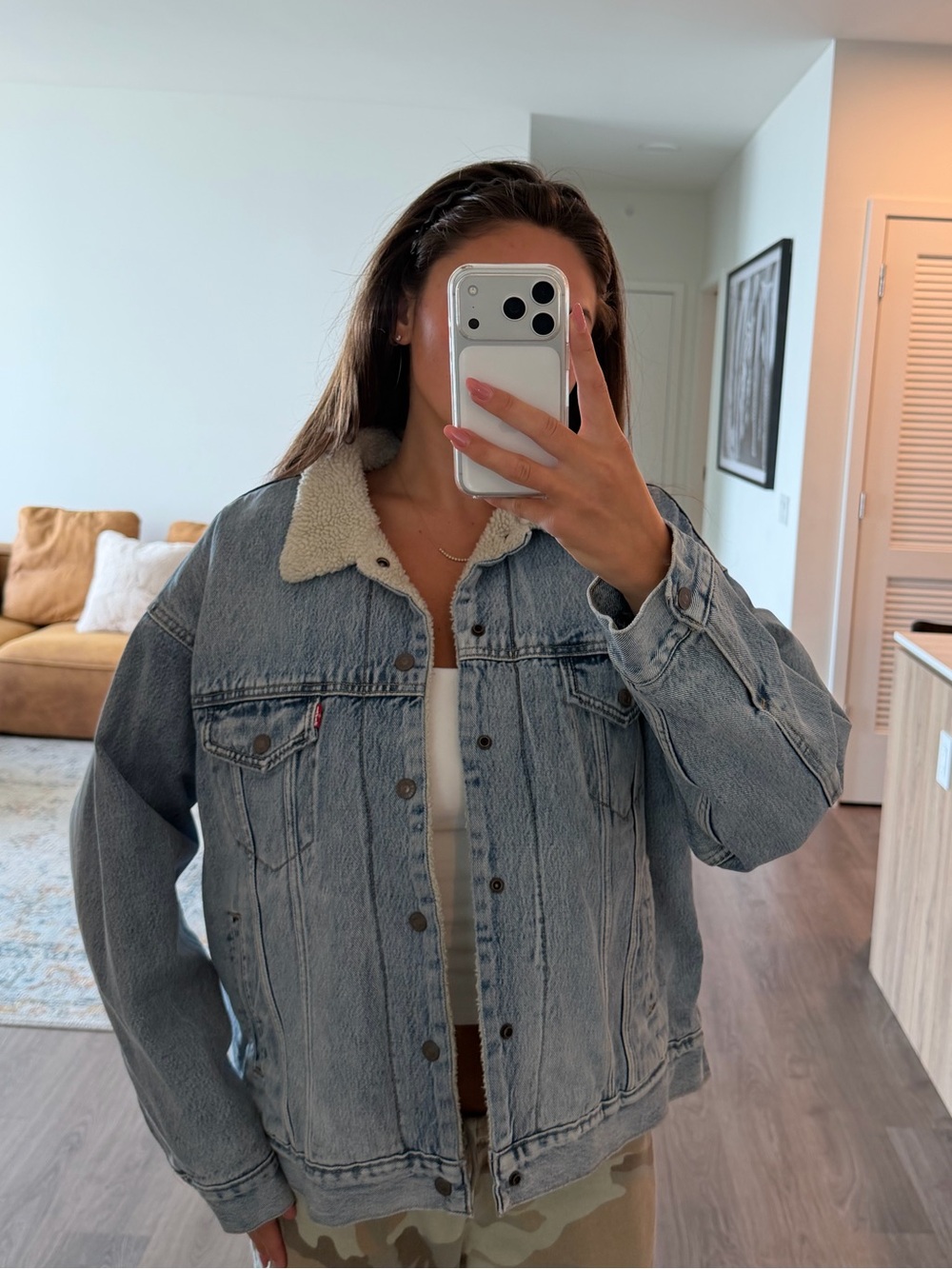Levi's Light Blue Denim Jacket with Cream Sherpa Collar